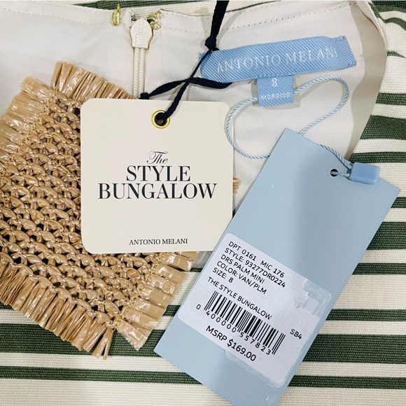 Antonio Melani x The Style Bungalow Palm Short Sleeve Striped Mini Dress NWT - Picture 9 of 16